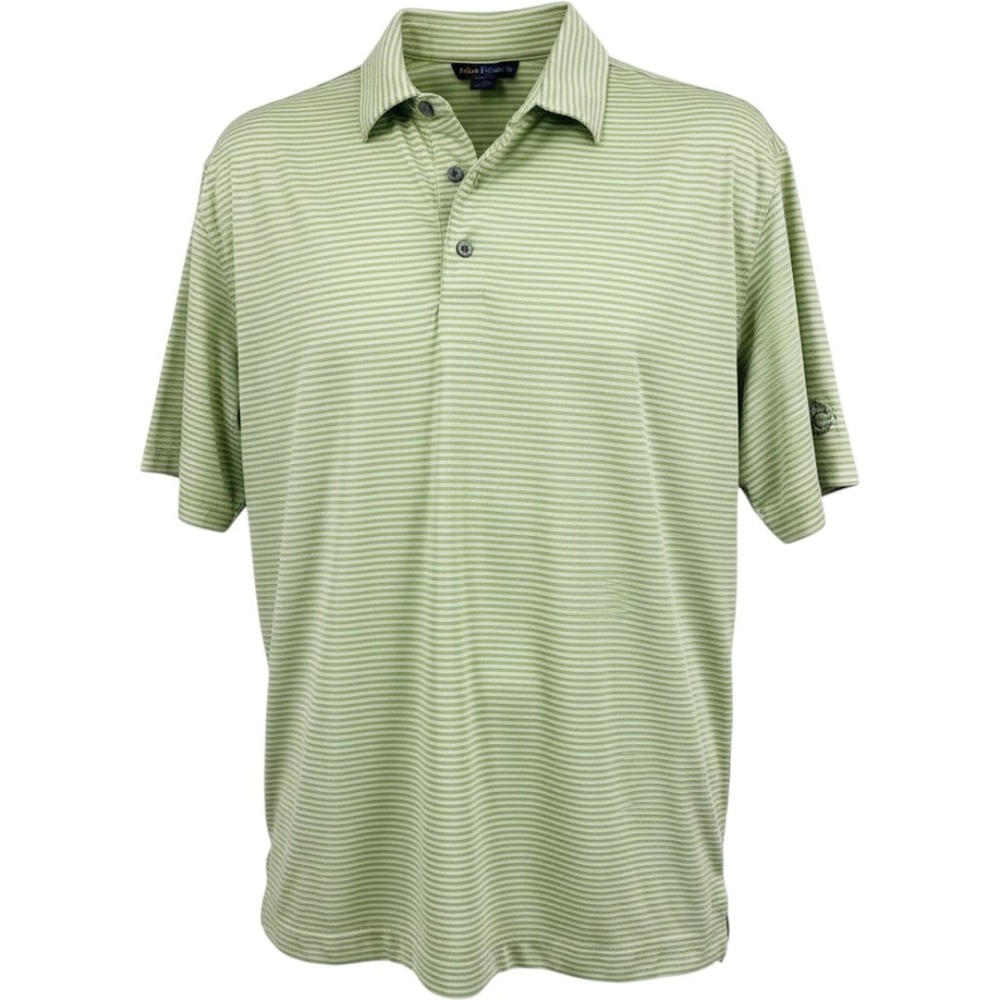 FootJoy Mens XL ProDry Striped Golf Polo Shirt Lime Green Triple Crown CC Logo